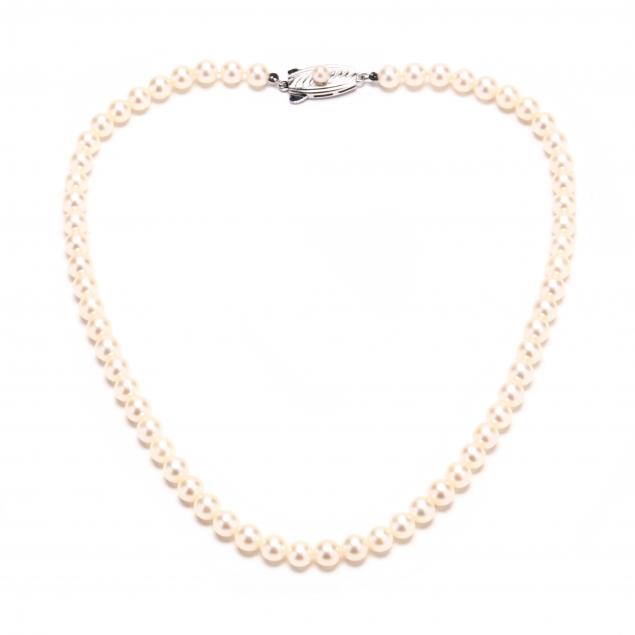 SINGLE STRAND PEARL NECKLACE, MIKIMOTO