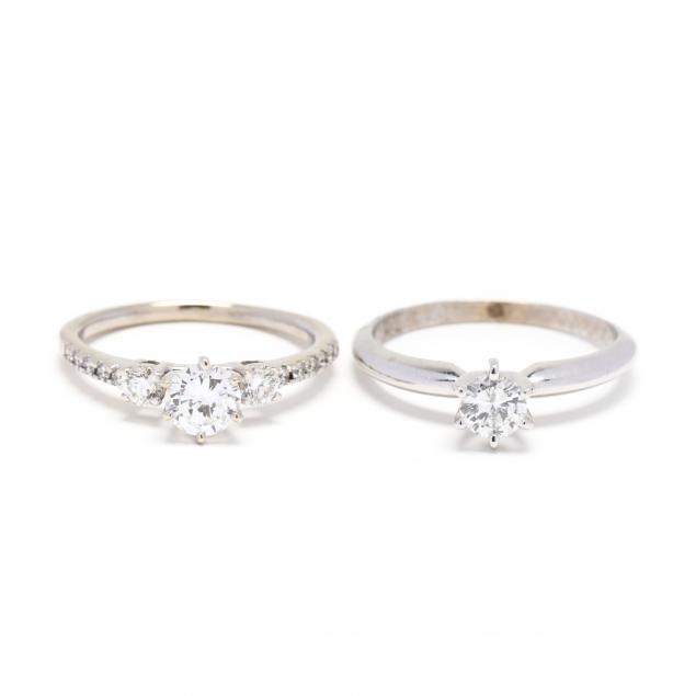 TWO WHITE GOLD AND DIAMOND RINGS 3492f4