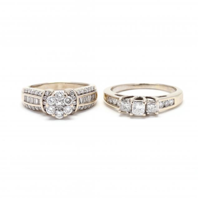 TWO WHITE GOLD AND DIAMOND RINGS 3492f5