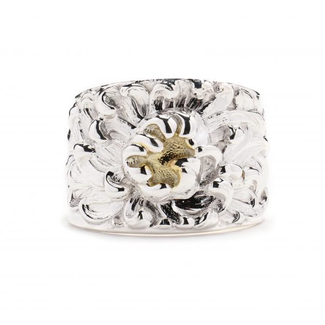 STERLING SILVER PEONY CUFF, GALMER Featuring