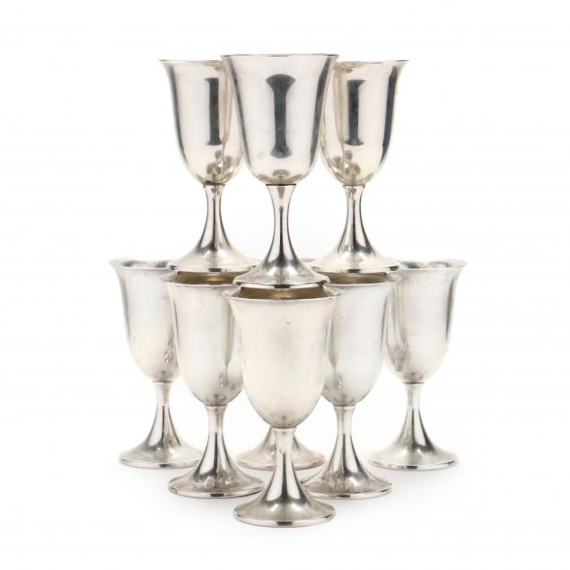 NINE STERLING SILVER GOBLETS BY 349328