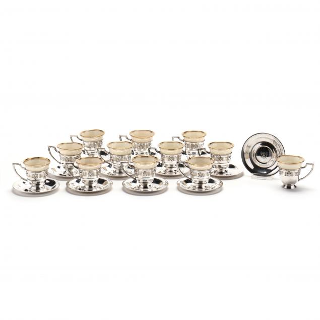 SET OF TWELVE STERLING SILVER DEMITASSE 34936a