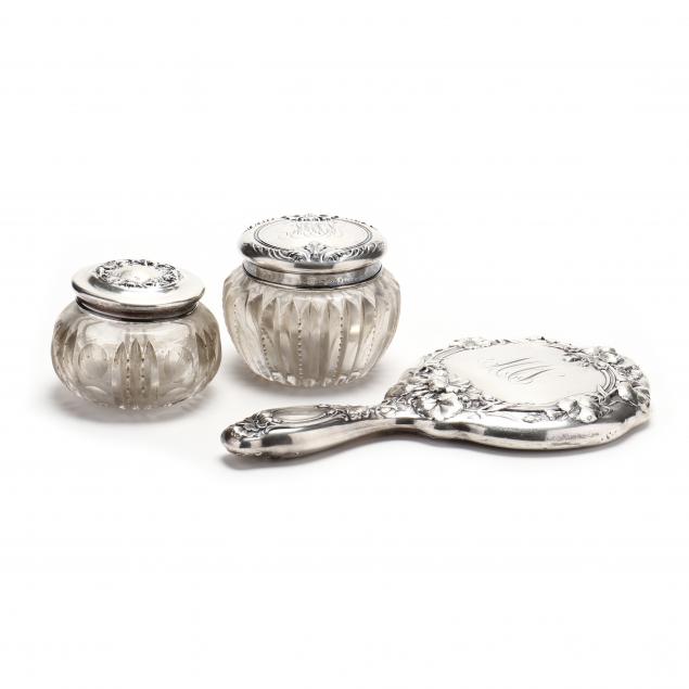 THREE STERLING SILVER VANITY ACCESSORIES 34938a