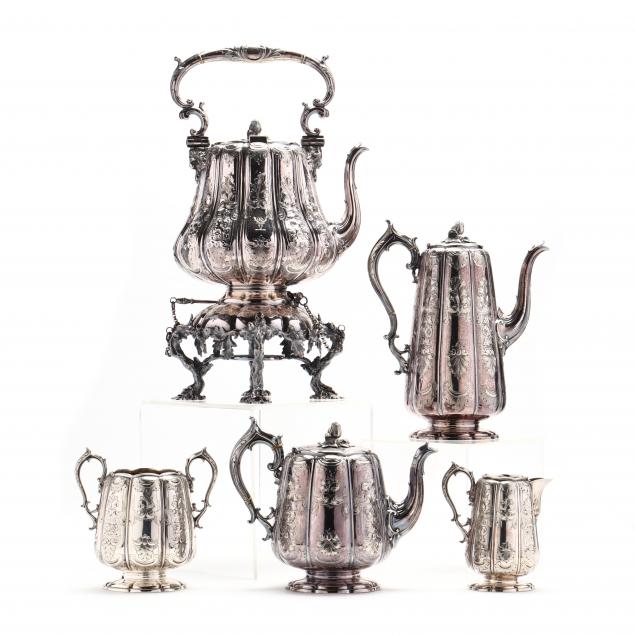 VICTORIAN SILVERPLATE FIVE PIECE