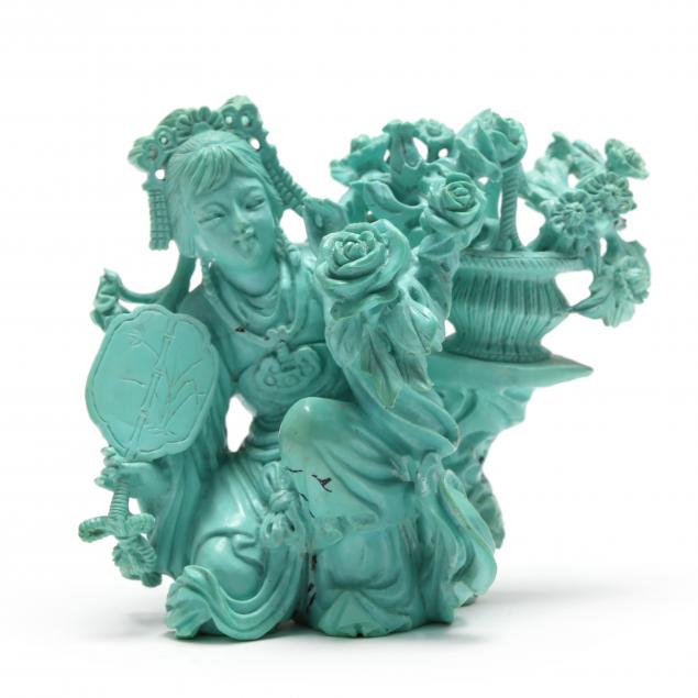 A CHINESE TURQUOISE CARVING OF 3493d3