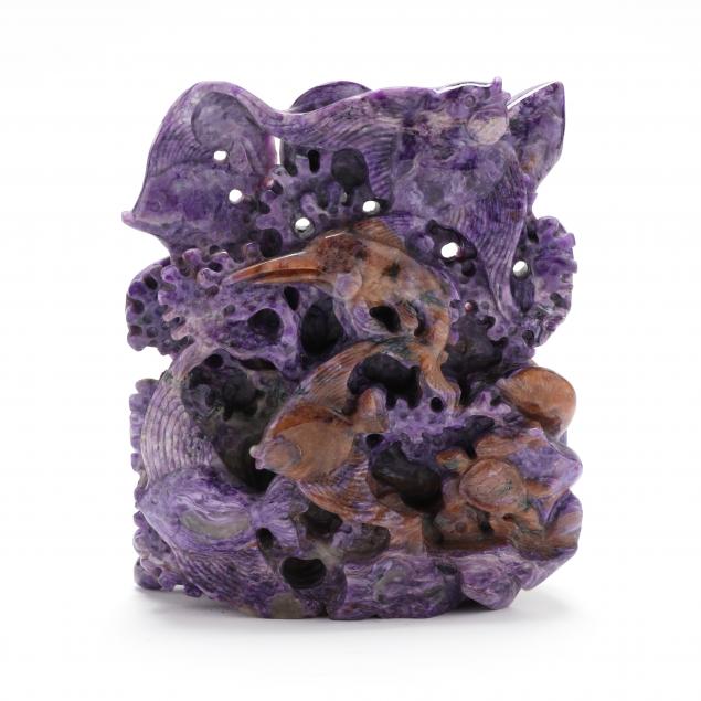 A CHINESE CHAROITE CARVING OF SEA 3493d6