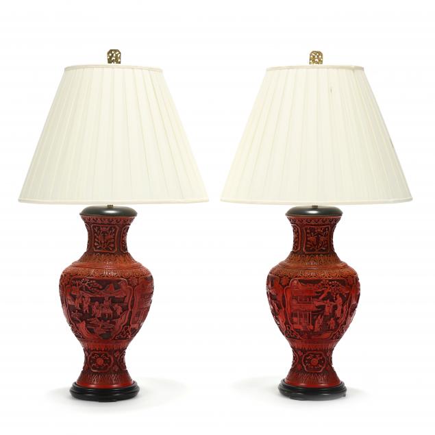 A PAIR OF CINNABAR LACQUER STYLE 3493da