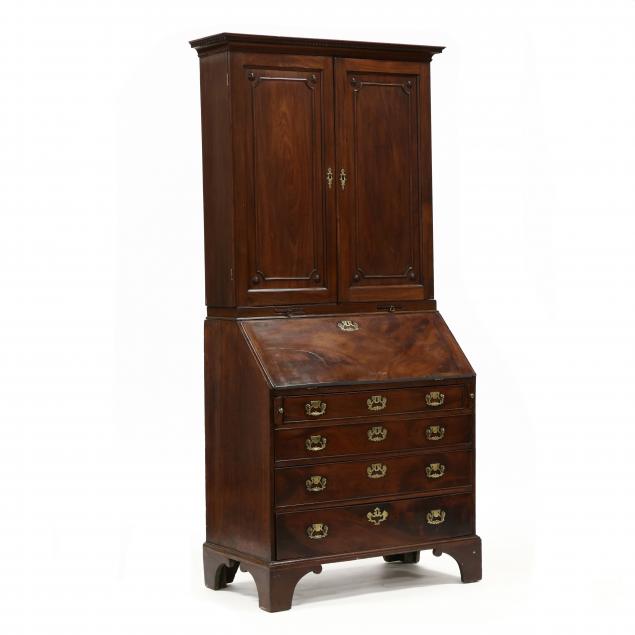 GEORGE III MAHOGANY BUREAU BOOKCASE