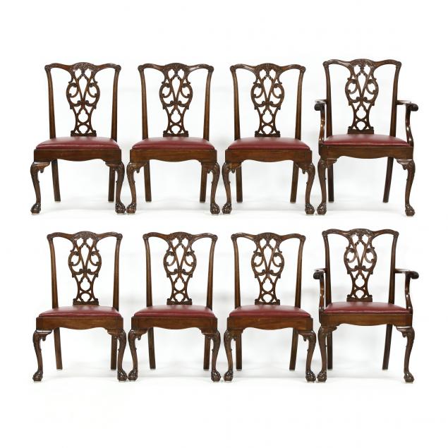 EIGHT CHIPPENDALE STYLE CARVED 3493fe