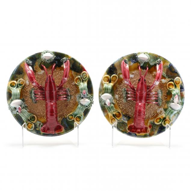 PAIR OF MAJOLICA PALISSY LOBSTER