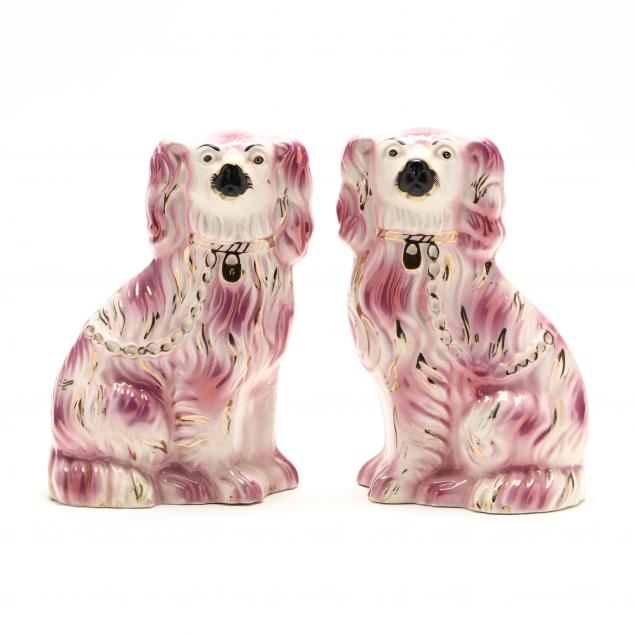 PAIR OF STAFFORDSHIRE SPANIELS 20th