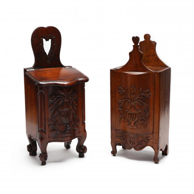 TWO ANTIQUE FRENCH CARVED WALNUT