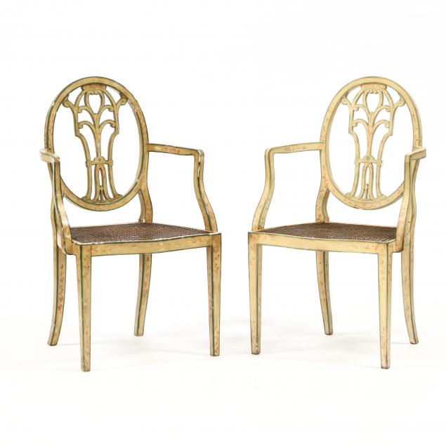 PAIR OF ADAMS STYLE PAINTED ARMCHAIRS