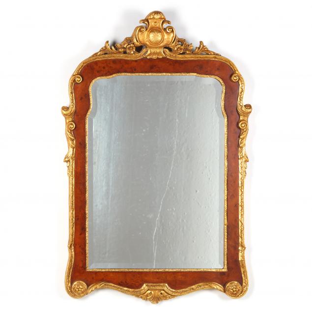 ITALIANATE GILT BURL WOOD MIRROR 34948d