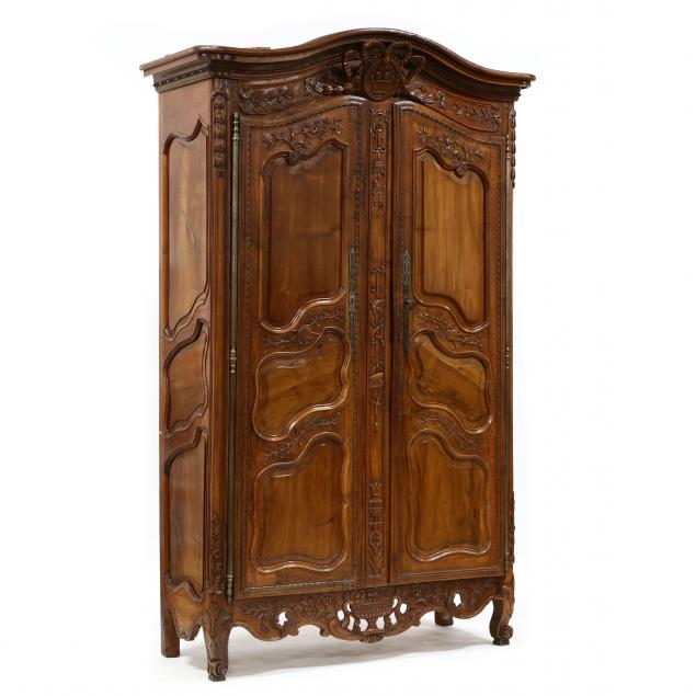 LOUIS XV LARGE CARVED WALNUT ARMOIRE 34949f