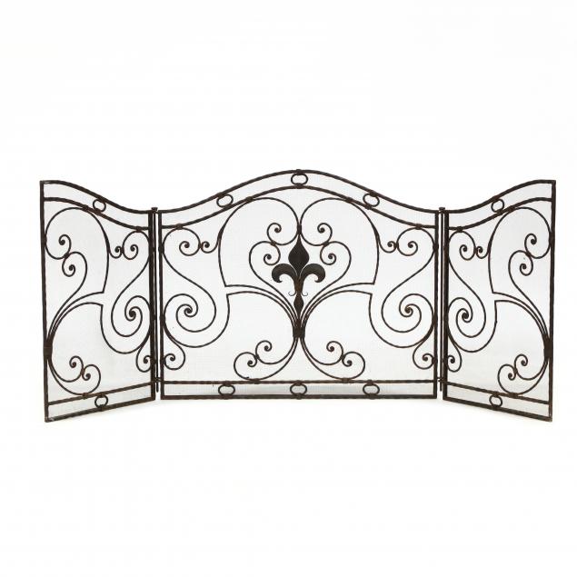 TRI-PANEL IRON FIREPLACE SCREEN Contemporary,