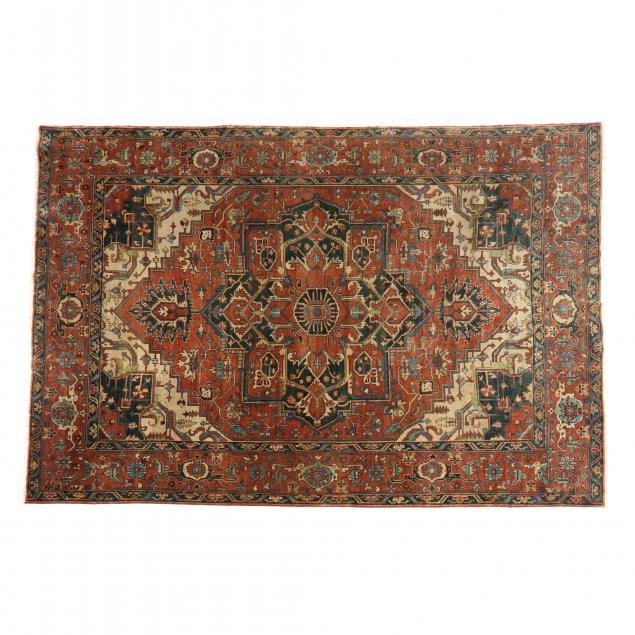 INDO-HERIZ CARPET With bold rust