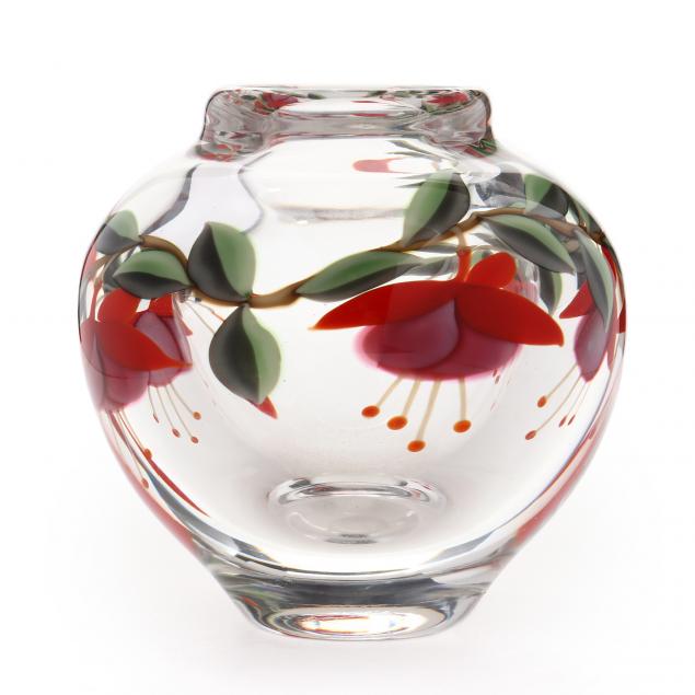 ORIENT FLUME FLORAL GLASS PAPERWEIGHT 34951f
