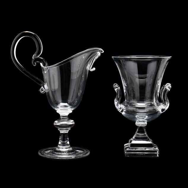 STEUBEN, CRYSTAL URN AND CREAM