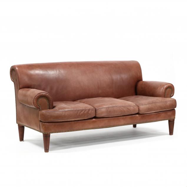 LEATHER UPHOLSTERED SOFA Late 20th century,