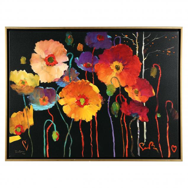 FRAMED GICLéE WITH FLOWERS Hand-embellished