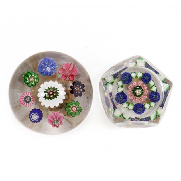 TWO SMALL ANTIQUE MILLEFIORI GLASS