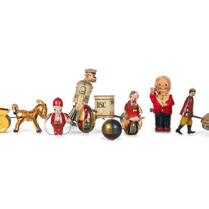 Six Tin Mechanical Figural Toys
20th