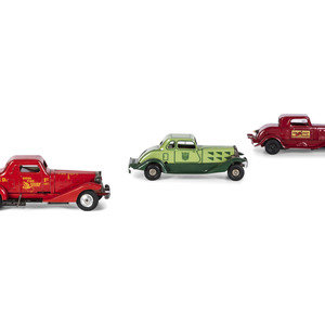 Three Pressed Steel Automobile Toys
American,