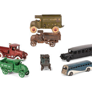 Seven Painted Cast Iron Toy Vehicles 349626