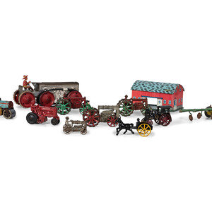 Eleven Metal Tractors and Other Farm