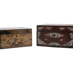 A Lacquer Tea Caddy and a Rosewood