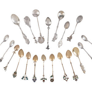 Twenty Silver and Enamel Souvenir Spoons
20th