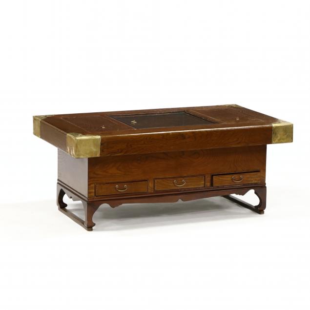 A JAPANESE ELM LOW HIBACHI TABLE