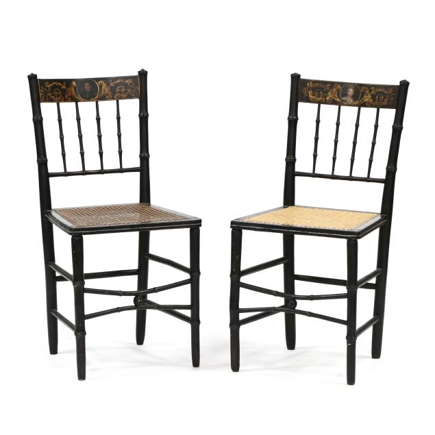 PAIR OF REGENCY EBONIZED AND PAINTED 349710