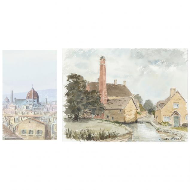 TWO CONTEMPORARY CONTINENTAL WATERCOLORS