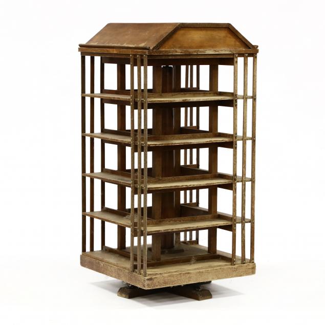 LARGE ROTATING OAK BOOKSHELF Circa 349745