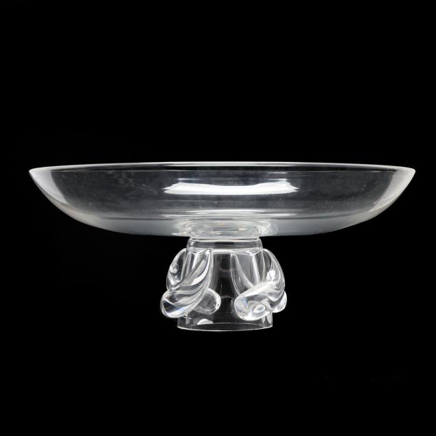 STEUBEN, LARGE SWIRL GLASS PEDESTAL