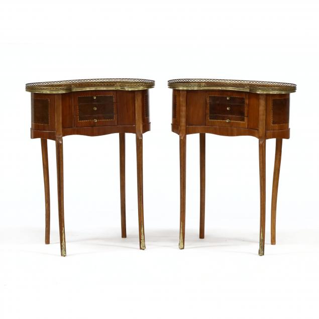 PAIR OF FRENCH KIDNEY-SHAPED INLAID