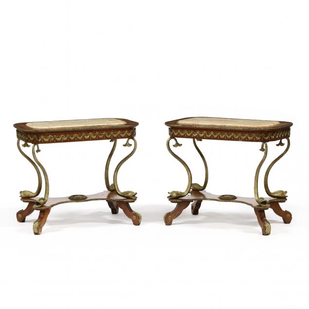 PAIR OF FRENCH MARBLE TOP TABLES 3497de