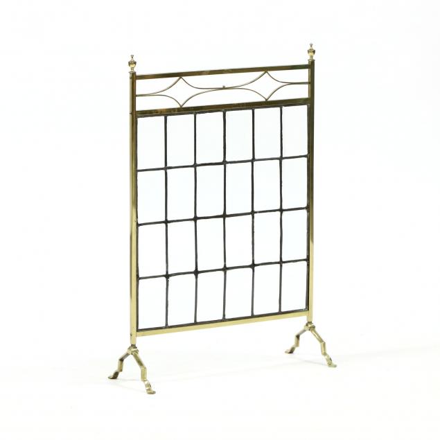 VINTAGE BRASS AND LEADED GLASS