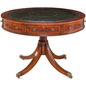 A Baker Yew Wood Drum Table 20th 349843