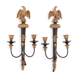 A Pair of Italian Gilt and Ebonized