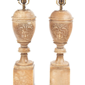 A Pair of Italian Alabaster Urns