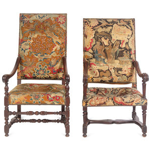 Two William and Mary Walnut Armchairs