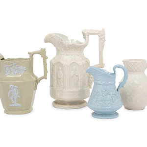 Four English Molded and Glazed Pottery