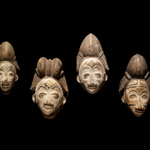 Four Punu Wood Masks Central Africa  34997d