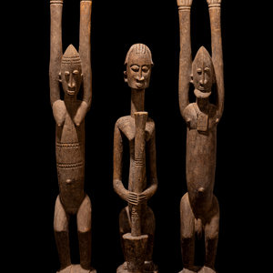 Three Dogan Wood Figures West Africa  34997b