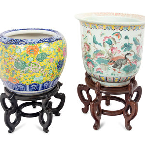 Two Chinese Porcelain Fishbowls
20th