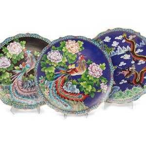 A Set of Three Chinese Export Cloisonné