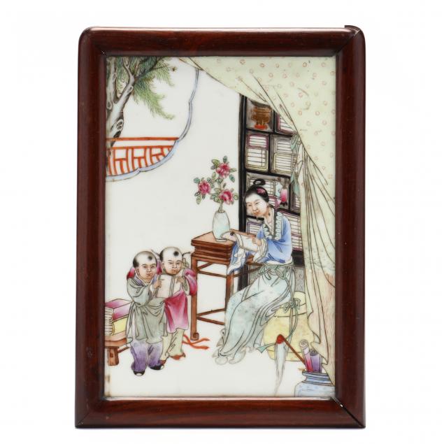 A CHINESE PORCELAIN PLAQUE WITH